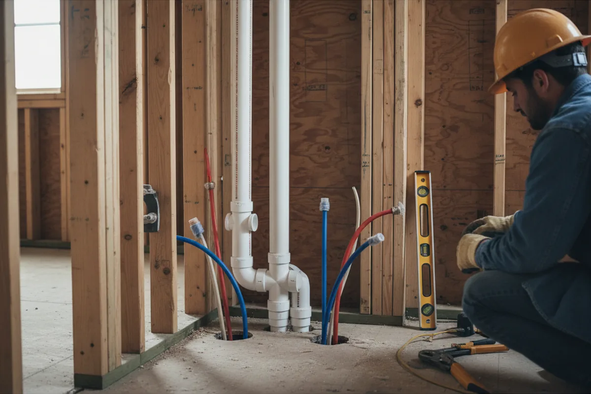Drain and supply rough-in during Toilet Repair and Installation in Pulaski
