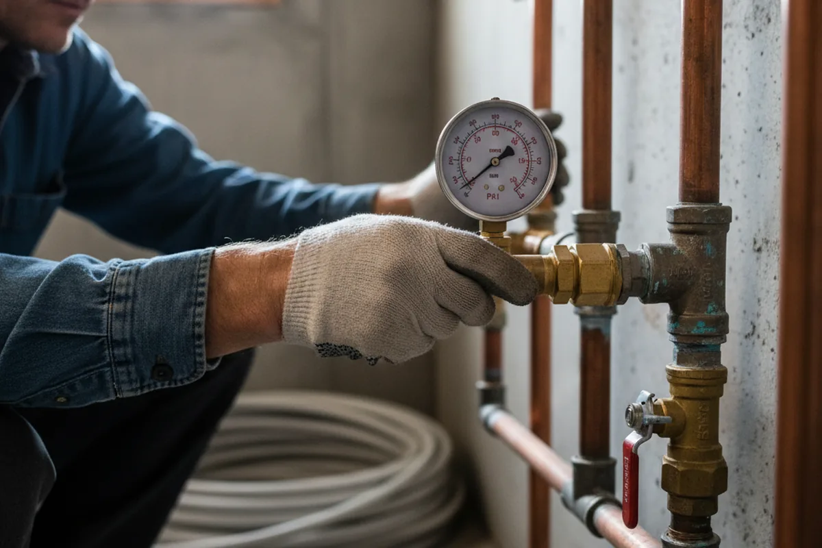 Pressure testing a repaired line during Water Line Repair in Pulaski